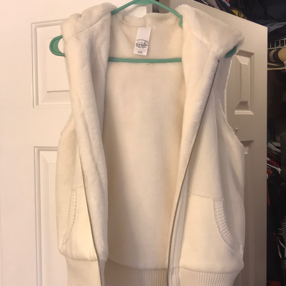 Hooded, fuzzy vest